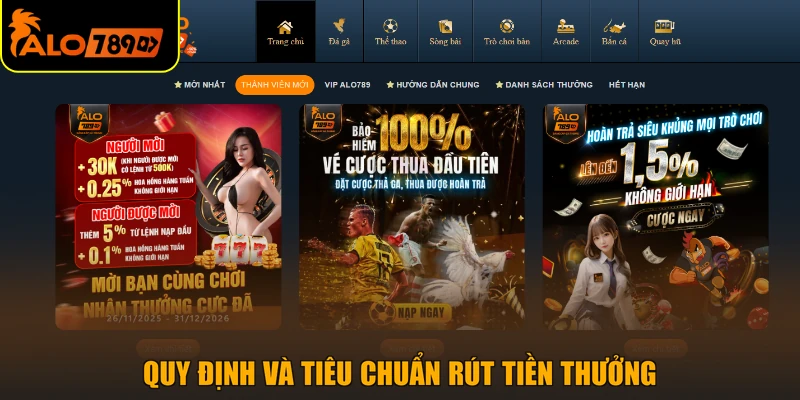 Quy định và tiêu chuẩn rút tiền thưởng